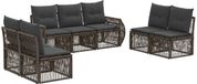 vidaXL Banc de jardin - Ensemble - 7 places - Gris et gris foncé - Polyrotin