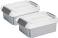 Sunware 2x boîte de rangement plastique 17 litres gris clair 45 x 36 x 14 cm couvercle extra haut refermable