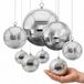 VEVOR Boule miroir boule disco 10/15/20/30 cm 8 pièces avec anneau de suspension, Argent, Verre trempé