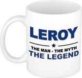 Bellatio Decorations naam cadeau mok - Leroy - man myth legend - koffiemok - 300 ml - collega - vaderdag