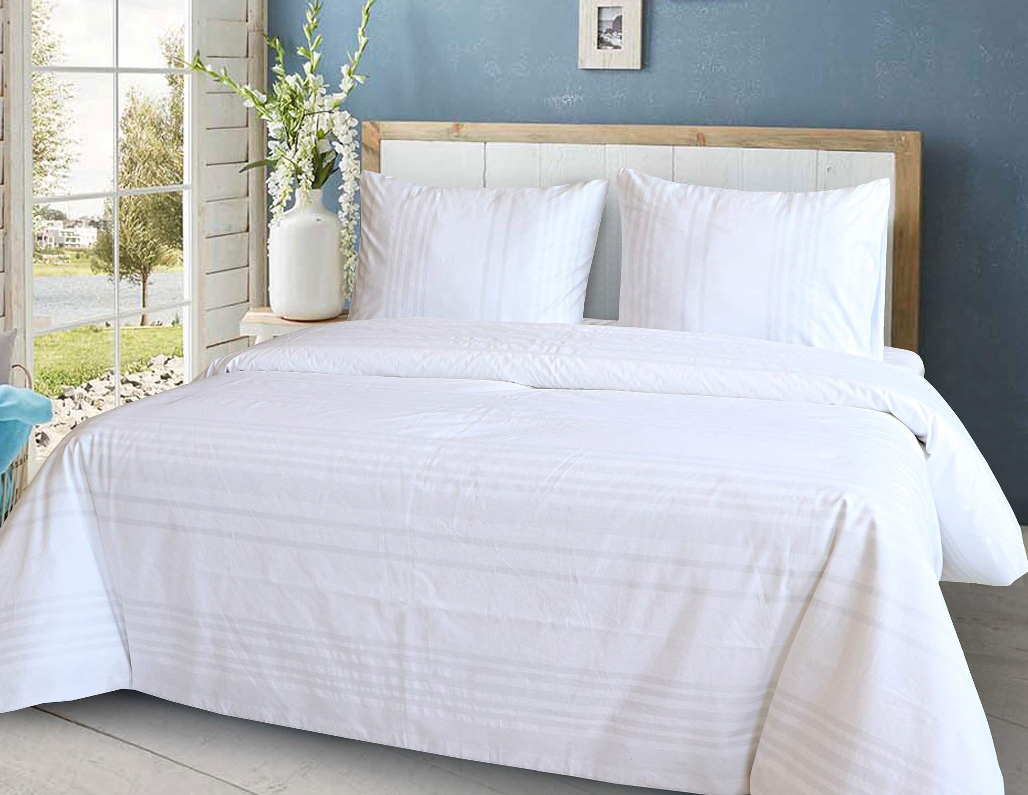 Yellow Savas Dekbedovertrek Eenpersoons 140x200/220 cm + 1 kussensloop 60x70 cm - White/Silver