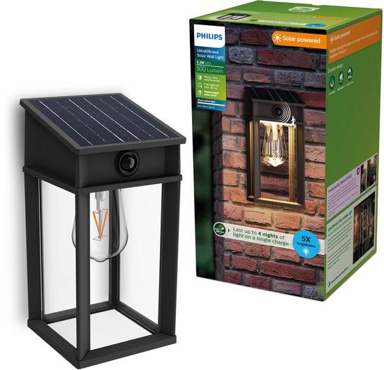 Philips LED Philips Geri UltraEfficient LED Solar Buitenlamp Zwart
