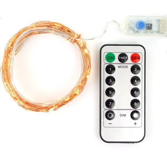 Clauss LED Lichtslinger - 100 LED's - 10m - USB - Warm Wit