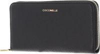 COCCINELLE Leren Portemonnee Metallic Soft Zip Around Wallet Noir Zwart