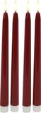 Countryfield LED dinerkaarsen - 4x st - rood - 28 cm - met afstandsbediening
