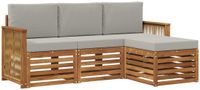 vidaXL Acacia Hout Bank Loungeset Naturel en Lichtgrijs 4-zits
