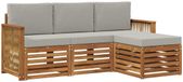 vidaXL Acacia Hout Bank Loungeset Naturel et Gris Clair 4 places