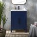 Hudson Reed Meuble de salle de bain rétro - 60 cm - Plan vasque simple - Bleu foncé - 1 trou - Poignée barre noire