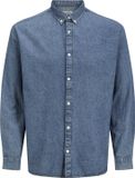 JACK&JONES JREBAVAN SHIRT LS Manche longue Coton Uni Casual Homme Chemise XXL Medium Blue Denim