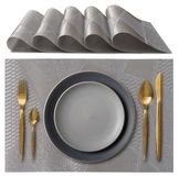 IPEA Elegante Amerikaanse placemats, 6 stuks, wasbaar, hittebestendig, antislip, vuilafstotend, voor keuken- en eetkamertafel, 45 x 30 cm, grijs