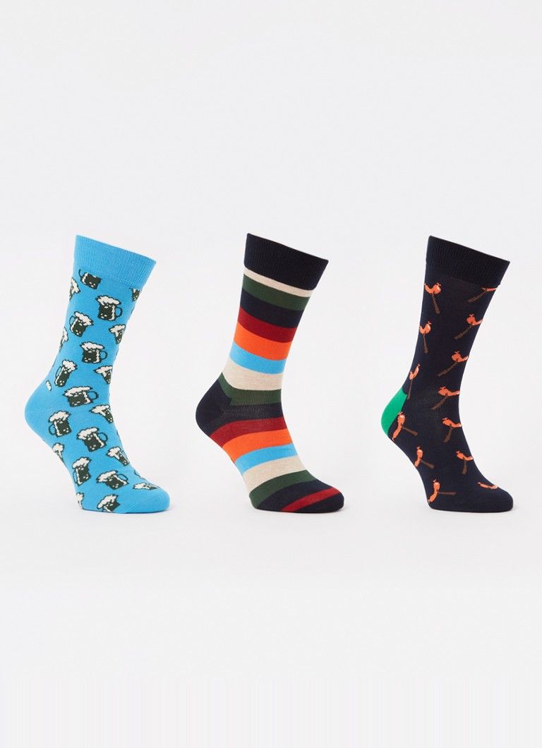 Happy Socks Wurst And Beer sokken met print in 3-pack giftbox