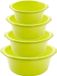 Forte Plastics Voordeelset multifunctionele kunststof ronde teiltjes groen in 5-formaten - 6-10-15-20-25 liter inhoud