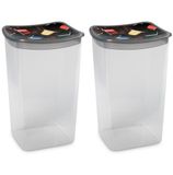 Hega hogar 2x Boîtes de rangement pour capsules de café en plastique transparent/gris - 1,9 litre - 13 x 11 x 19 cm