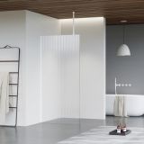 Fortifura Galeria inloopdouche - 30x200cm - ribbelglas - plafondarm - mat wit