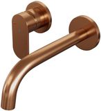 Brauer Copper Edition Inbouw Wastafelmengkraan met Gebogen Uitloop en Rozetten Model C2 Koper Geborsteld PVD