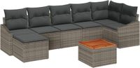 vidaXL Tuinset met 8 zitplaatsen, grijs, van polyrotan