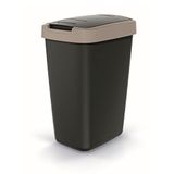 Prosperplast - Prullenbak / Afvalbak 12L - Zwart met lichtbruin frame