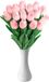 Unyqoos® Set de 15 Tulipes Artificielles avec Vase en Céramique