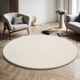 the carpet RELAX – Extra Zacht & Wasbaar Vloerkleed tot 30°C met Antislip Onderzijde – Fluweelachtige Structuur – Voor Slaapkamer of Woonkamer – Crème, rond 160 cm