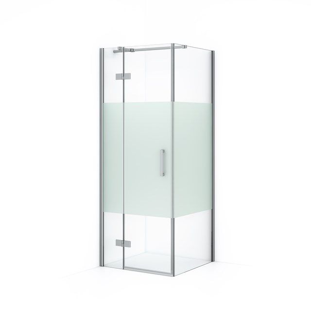 Maxaro Douchecabine Diamond 80x80cm 8mm Helder Veiligheidsglas met Matte Strook Chroom