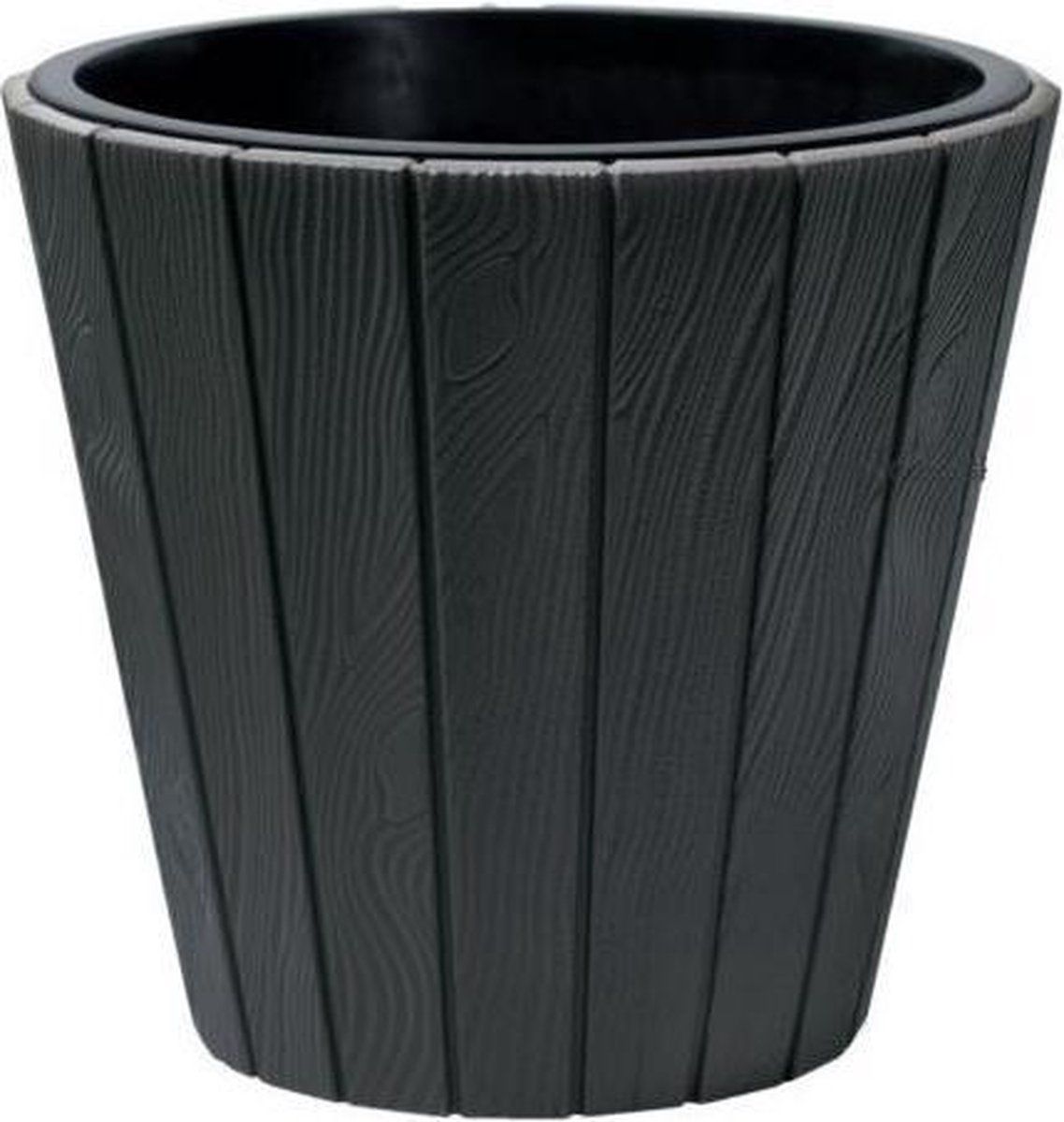 Prosperplast Grijze bloempot hout-look 40 cm - Grijze plantenpot 40 cm