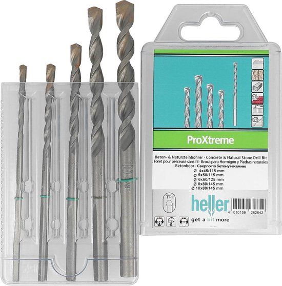 Heller ProXtreme 28264 2 Carbide Beton-spiraalboren set 5-delig - 4/5/6/8/10 mm - Metaal