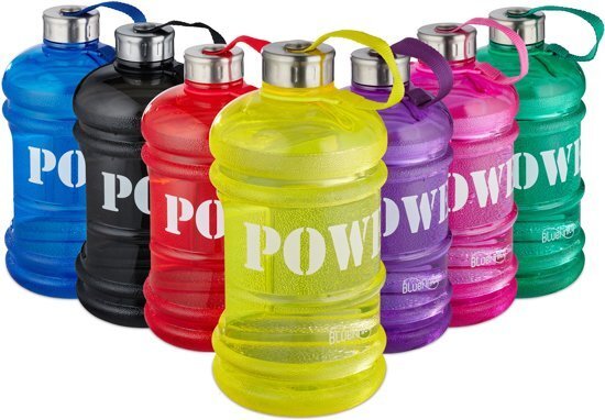Bluefinity sportfles 2.2 liter - power - XXL drinkfles - BPA-vrij - fitness - waterfles geel