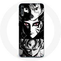 Maniacase Hoesje voor Huawei P30 Lite Sangoku Naruto Luffy uit één stuk Dragon Ball Z zwart-witte achtergrond anime manga