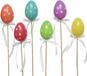 Decoris Paaseieren op stokje - 6 stuks - diverse kleuren - 30 cm - kunststof