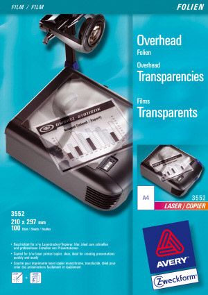 Avery 3552 - Afdrukfilms - transparant - polyester - 0,1 mm - laser-technologie