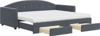 vidaXL Slaapbank met onderschuifbed en lades, 90x200 cm, fluweel, donkergrijs