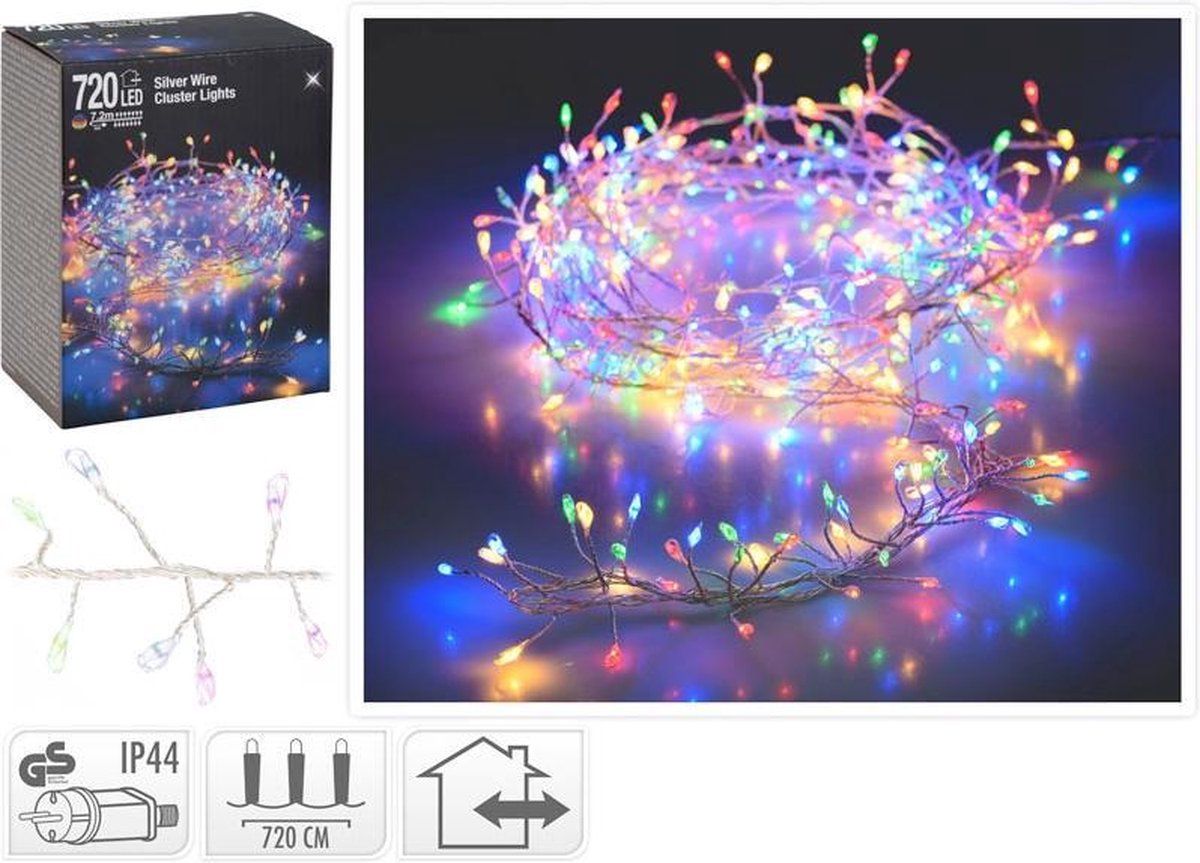 Decorative Lighting Zilverdraad - cluster - 720LED - multicolor