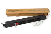 Connetto CO10052IT - Meervoudige stekkerdoos met 9 stopcontacten vrouwelijk Iec C13 voor rackkasten 19 inch met Italiaanse stekker 16 A, zwart - omkeerbare elektricien 180°