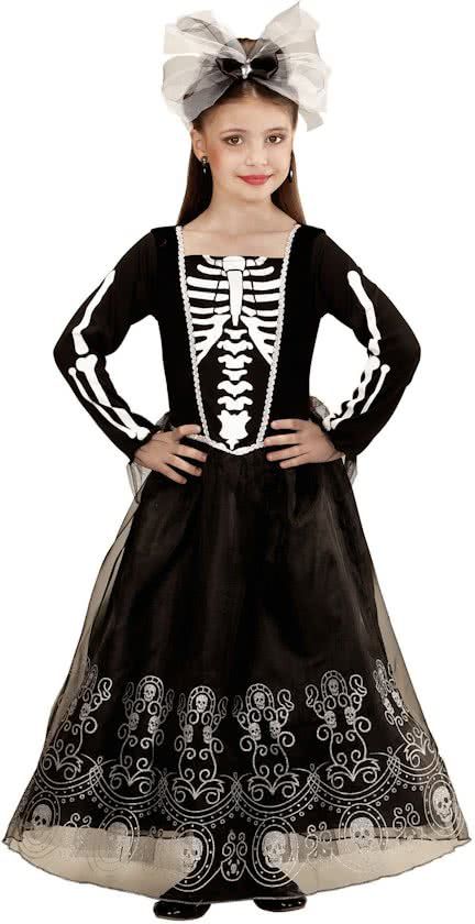 Vegaoo Skeletkostuum met lange rok voor meisjes - Kinderkostuums - 128-140