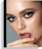 Merkloos / Sans marque Take your time Canvas - Vrouw - Gezicht - Makeup - 30x40 cm Foto op Canvas Schilderij (Wanddecoratie op Canvas)