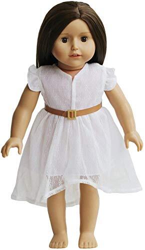 The New York Doll Collection Compleet Kleding Voor 18 Inch / 46cm Mode Poppen - Omvat Wit Kant Jurk en riem - Past bij 18 inch / 46 cm Poppen - Poppen kleding - Poppen accessoires