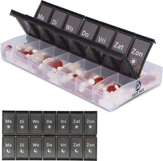 Safe Age® XL medicijndoosje 7 dagen met ochtend / avond vakken
