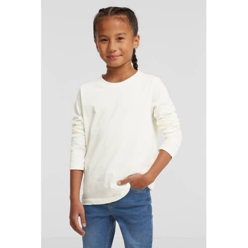 Anytime longsleeve T-shirt wit Meisjes Katoen Ronde hals Effen - maat 134/140