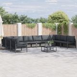 vidaXL Tuinbank - Set - 8 zitplekken - Anthraciet - Metaal