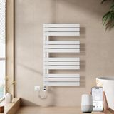EMKE Elektrische handdoekdroger, 1041 x 600 mm, handdoekhouder met thermostaat, handdoekwarmer voor badkamer, wit, 600 W
