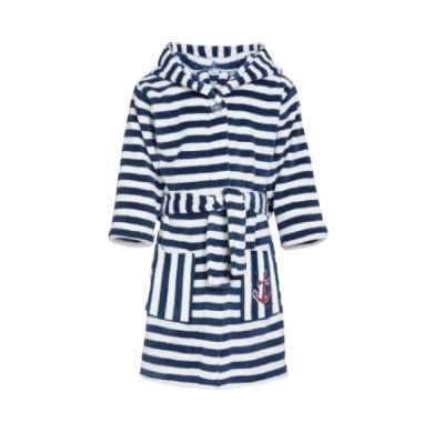 Playshoes Fleece badjas strepen maritim - Blauw - Gr.122/128