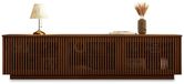 IDIMEX OLE 175 cm lowboard en bois massif – finition châtaigne