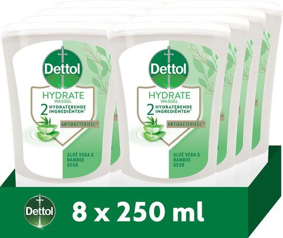 Dettol No-Touch Navulling Handzeep Aloë Vera & Bamboe (Hydrate) 8 x 250ml - Voordeelverpakking