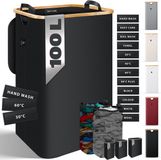 Kesser Wasmand met Deksel - Opvouwbare Wasbox - Wassorteerder met Uitneembare Waszakken - Zwart, 100 liter