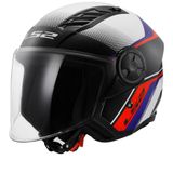 LS2 OF616 Airflow II Rush Wit Blauw Rood Jethelm - Maat XXXL - Helm