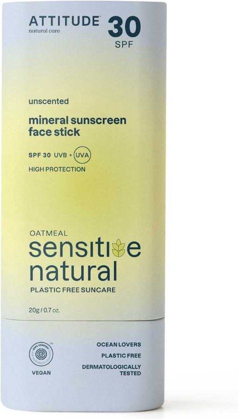 Attitude - Sensitive Face Stick Mineral Sunscreen SPF30 Oat - 20gr