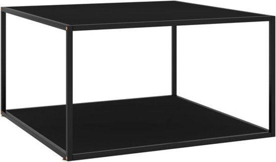 vidaXL Salontafel met zwart glas 90x90x50 cm zwart