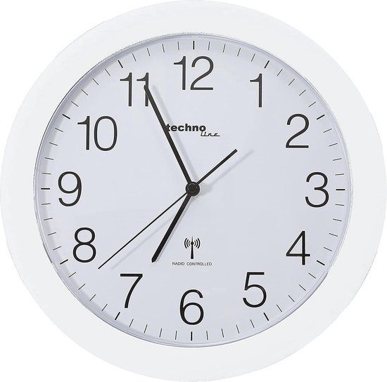 Technoline WT-8000 Wandklok - 30 cm - Wit - Radiogestuurd