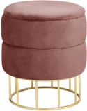 Akord Poef met Opbergruimte ELZA Roze Velvet Rond 37 cm