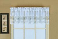 Today's Curtain Vintage Macramé Organza Valance 14" Wit/Blauw 58" B x 14" L